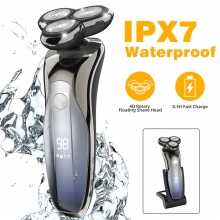 2 in 1 Men's Electric Razor, IPX7 Waterproof 4D Electric Rotary Shaver Cordless Facial Face Shaver Dry Wet Beard Trimmer